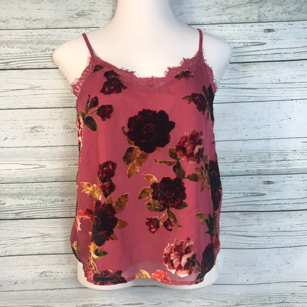 a.n.a Lace trimmed spaghetti strap tank